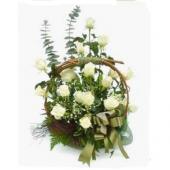 White rose basket arrangement